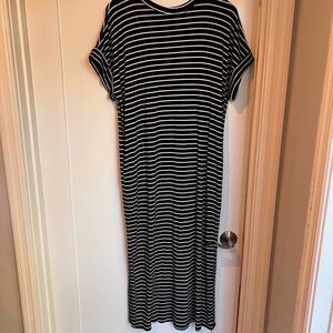 Cherish Maternity Black and White Striped Maxi Dress